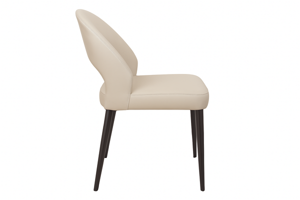 Cream Faux Leather Dining Chairs - Curved Backrest (Set of 2)