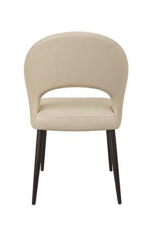 Cream Faux Leather Dining Chairs - Curved Backrest (Set of 2)