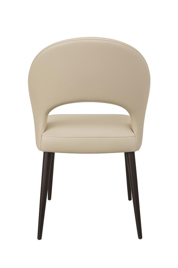 Cream Faux Leather Dining Chairs - Curved Backrest (Set of 2)