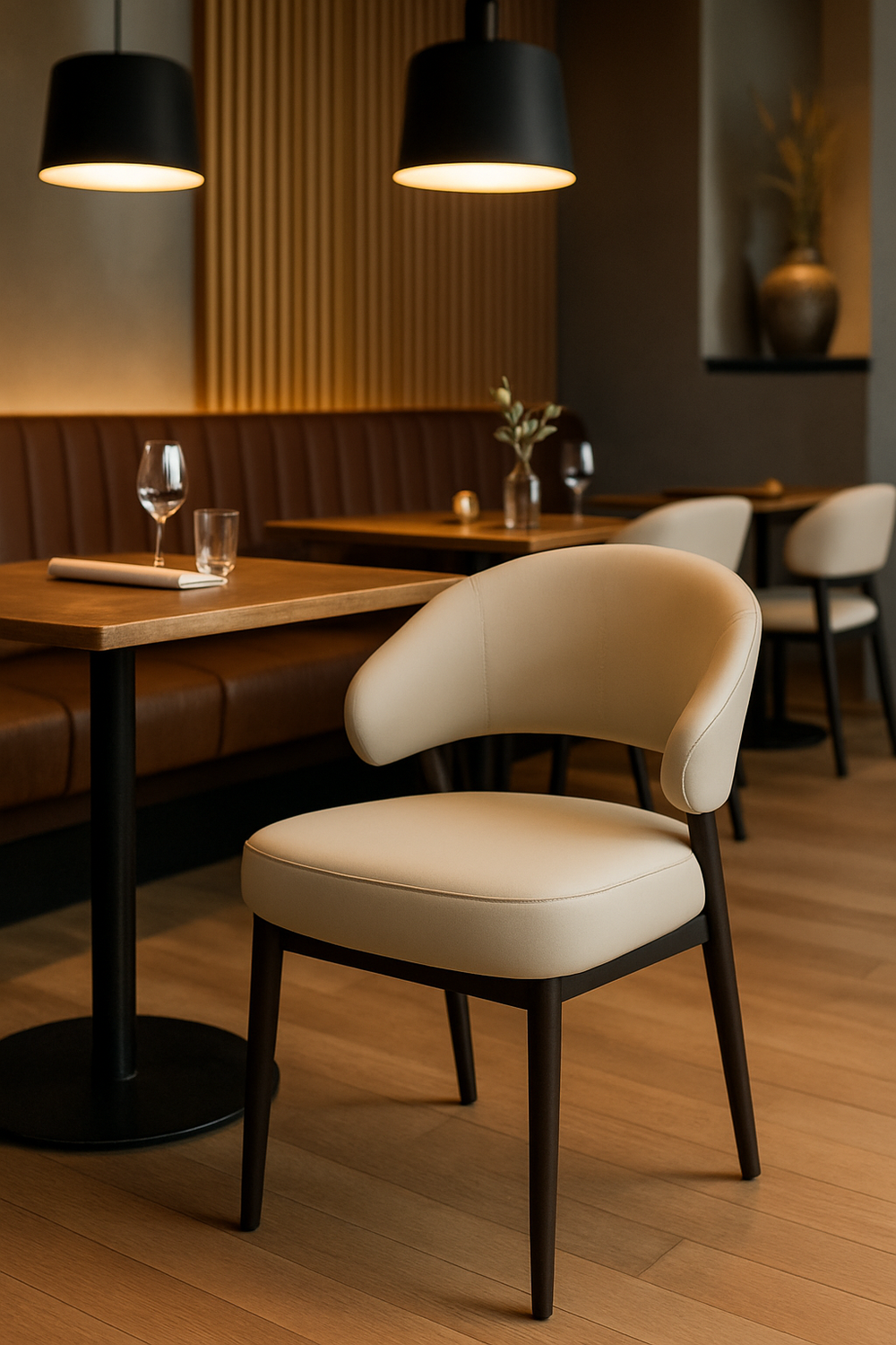 Cream Faux Leather Dining Chairs (Set of 2)