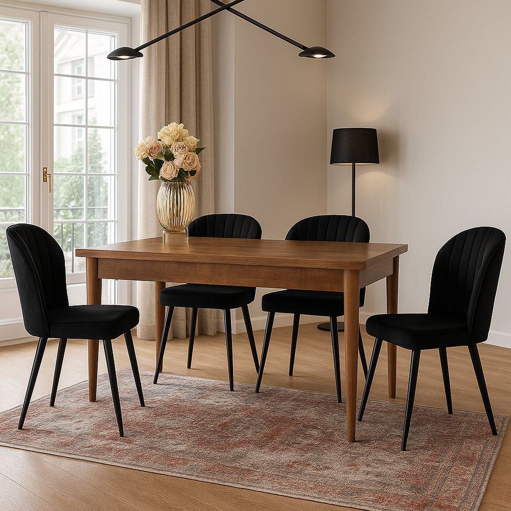 Velvet Black Chairs (set of 2) - Karrari