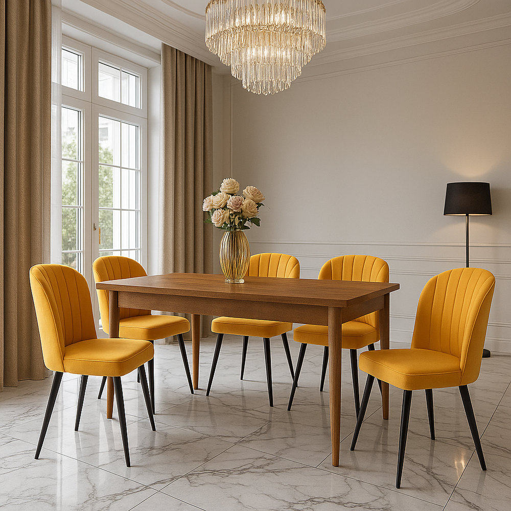 Mustard Yellow Velvet Chairs (set of 4) - Karrari