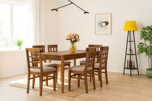 Rustic Wooden Dining Chair with Cushioned Seat