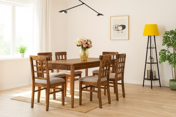 Rustic Wooden Dining Chair with Cushioned Seat
