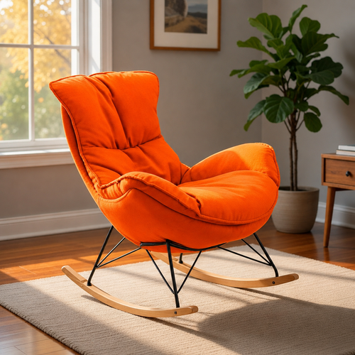 Rocking Armchair with Industrial Iron Frame