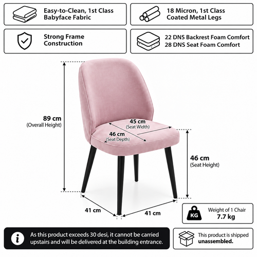 LEJA Dining & Kitchen Chair – Black Metal Legs (Set of 2)