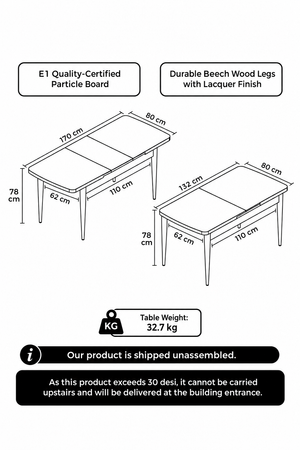 MIRA Table - Extendable Dining Table (Travertine & Atlantic Pine)