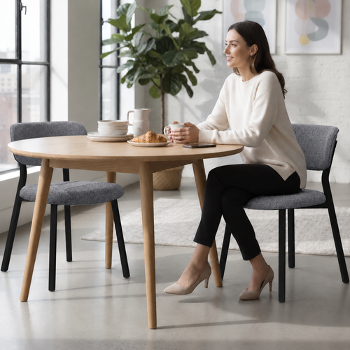 TOLDY Dining & Kitchen Chair – Black Metal Legs (Set of 2)