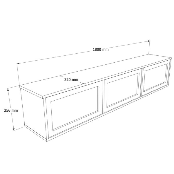 Wall Mounted Oak & Rattan Media Cabinet with 3 Doors