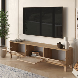 Natural Rattan 3-Door TV Console