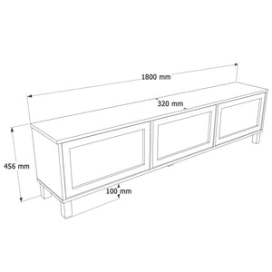 Natural Rattan 3-Door TV Console