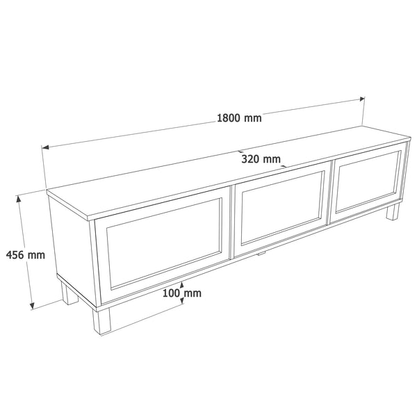 Natural Rattan 3-Door TV Console