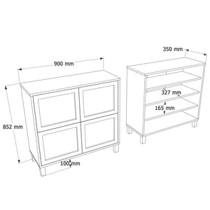 Natural Rattan 4-Door Storage Cabinet