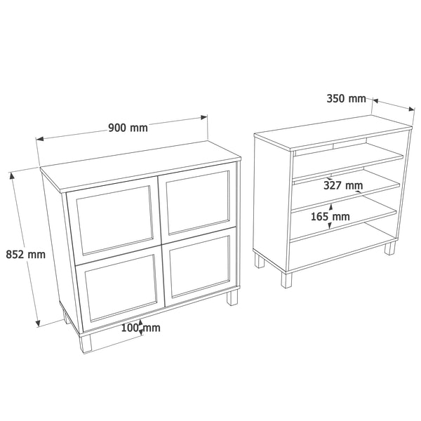 Natural Rattan 4-Door Storage Cabinet
