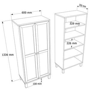 Natural Rattan 2-Door Tall Storage Cabinet