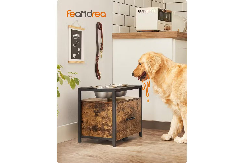 Raised Dog Feeding Station with 2 Bowls & Drawer - Karrari