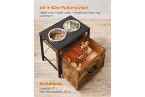 Raised Dog Feeding Station with 2 Bowls & Drawer - Karrari