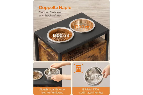 Raised Dog Feeding Station with 2 Bowls & Drawer - Karrari