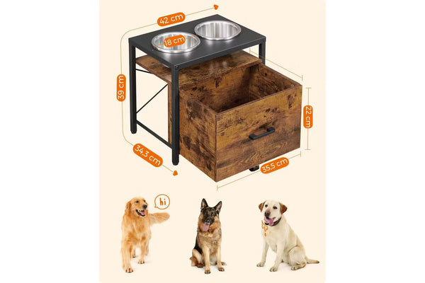 Raised Dog Feeding Station with 2 Bowls & Drawer - Karrari