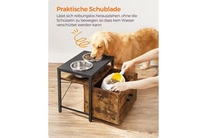 Raised Dog Feeding Station with 2 Bowls & Drawer - Karrari