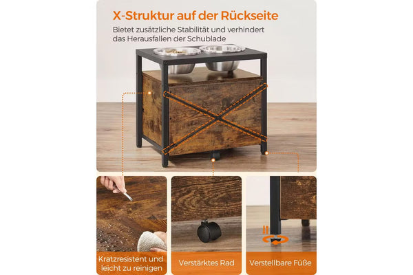 Raised Dog Feeding Station with 2 Bowls & Drawer - Karrari