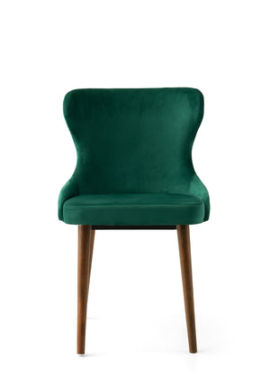 Velvet Tufted Accent Chair - Wooden Legs