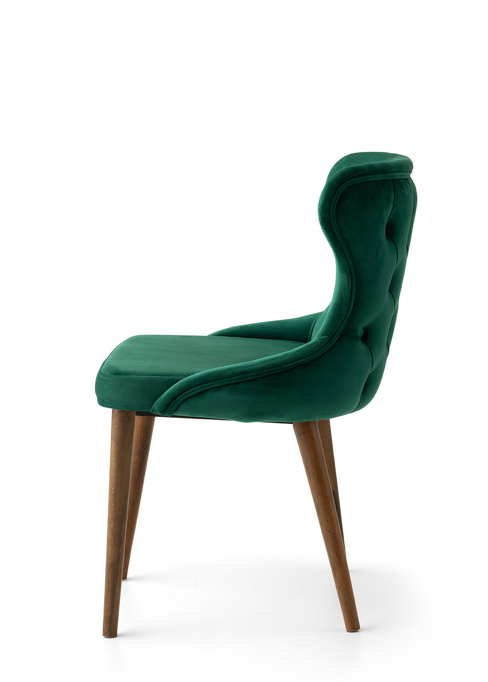 Velvet Tufted Accent Chair - Wooden Legs