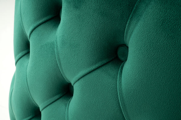 Velvet Tufted Accent Chair - Wooden Legs