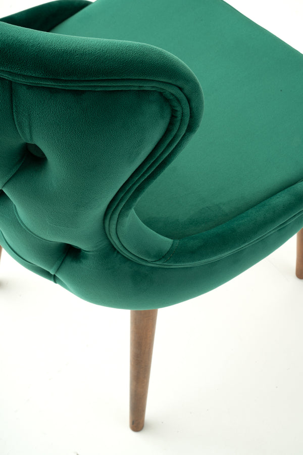 Velvet Tufted Accent Chair - Wooden Legs