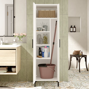 Slim Utility Cupboard with Mop & Broom Storage