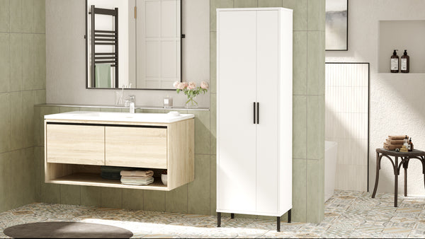 Slim Utility Cupboard with Mop & Broom Storage