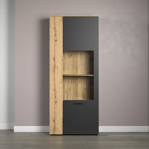 Esteban Display Cabinet – Grey & Natural Oak - Karrari