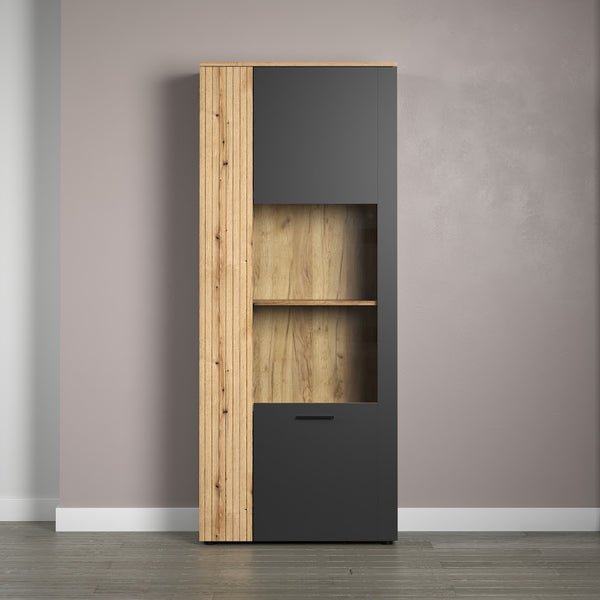 Esteban Display Cabinet – Grey & Natural Oak - Karrari