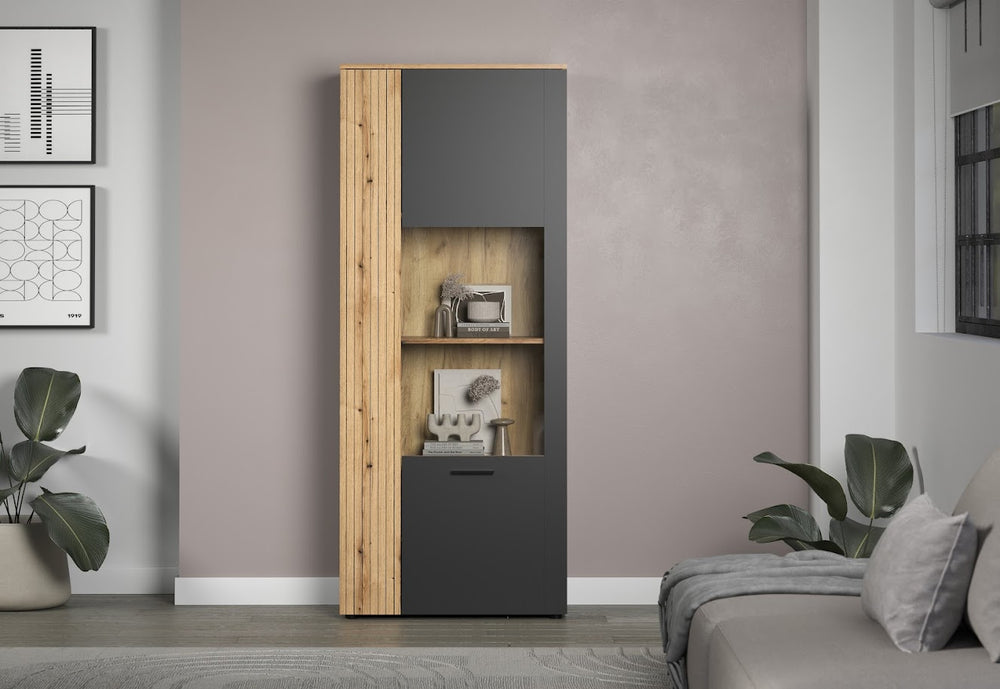 Esteban Display Cabinet – Grey & Natural Oak - Karrari