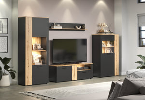 Esteban Display Cabinet – Grey & Natural Oak - Karrari