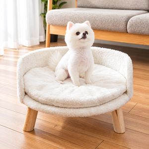 Cat Bed – Soft, Cozy, with a Curved Backrest & Wooden Legs