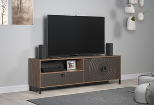 Fusion – TV Cabinet in Rusty Flow Melamine / Pearl Bronze Finish