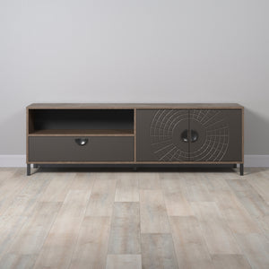 Fusion – TV Cabinet in Rusty Flow Melamine / Pearl Bronze Finish