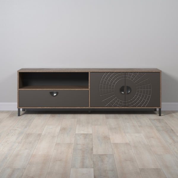 Fusion – TV Cabinet in Rusty Flow Melamine / Pearl Bronze Finish