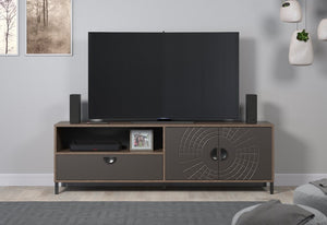 Fusion – TV Cabinet in Rusty Flow Melamine / Pearl Bronze Finish