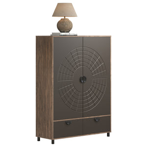 Fusion – High Cabinet in Rusty Flow Melamine / Pearl Bronze Finish