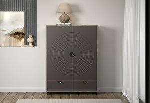 Fusion – High Cabinet in Rusty Flow Melamine / Pearl Bronze Finish