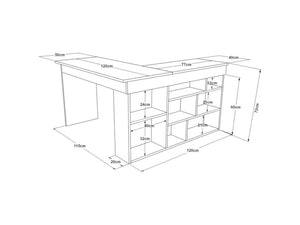 Corner desk Catania Melamine Atlantic Pine White - Karrari