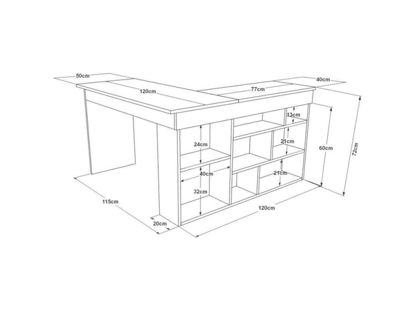 Corner desk Catania Melamine Atlantic Pine White - Karrari