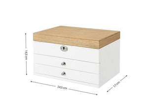3-Tier Lockable Jewellery Box with Mirror & 2 Drawers - Karrari