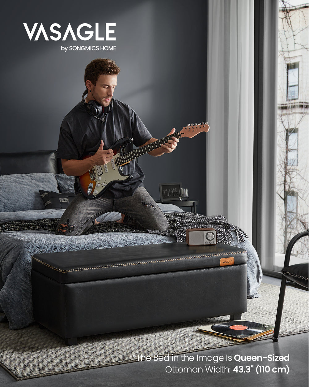 Upholstered Footstool Lounge Ottoman Storage Bench