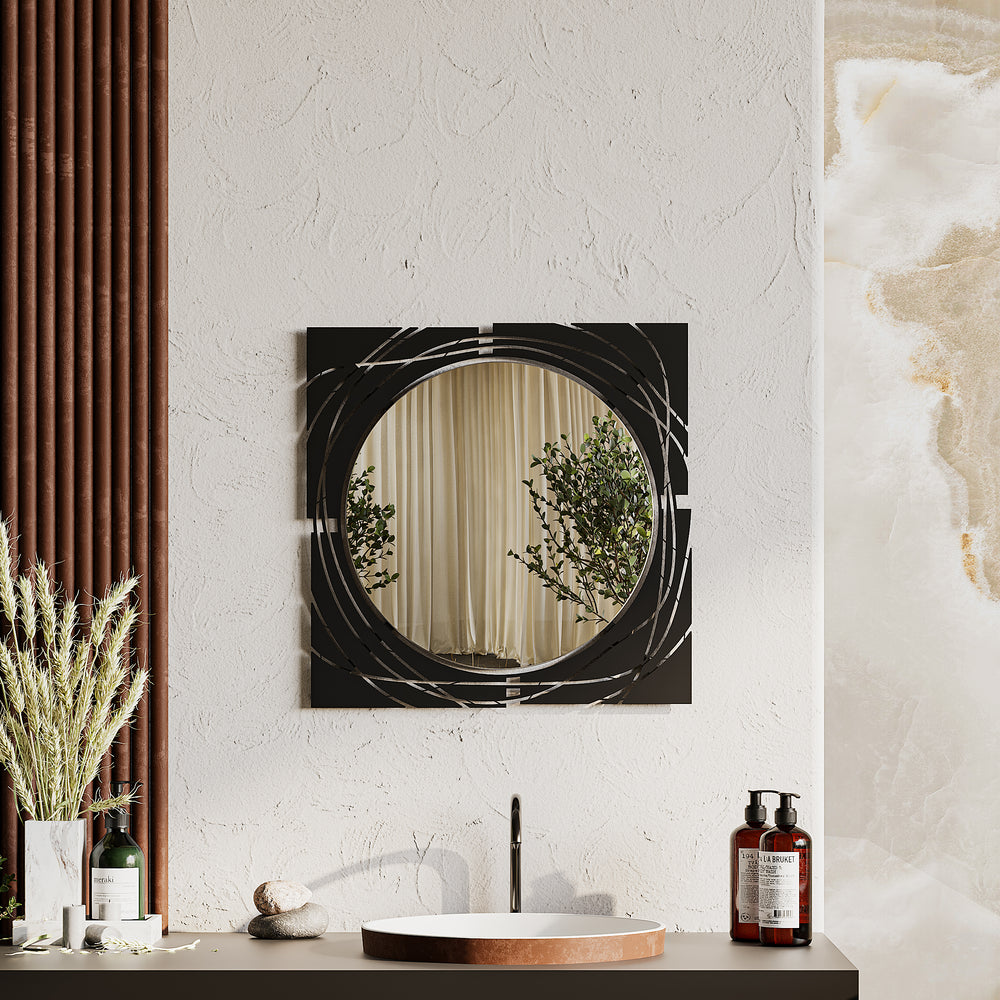 Elegant Black Square Mirror - Karrari