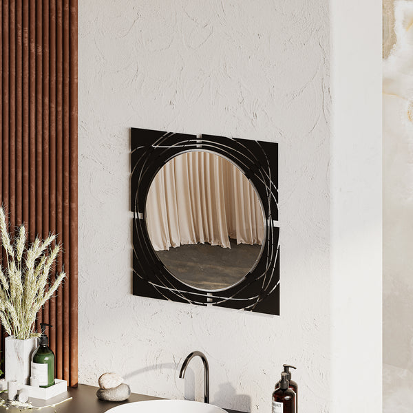 Elegant Black Square Mirror - Karrari