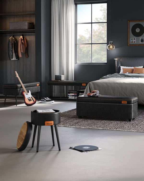 Upholstered Footstool Lounge Ottoman Storage Bench