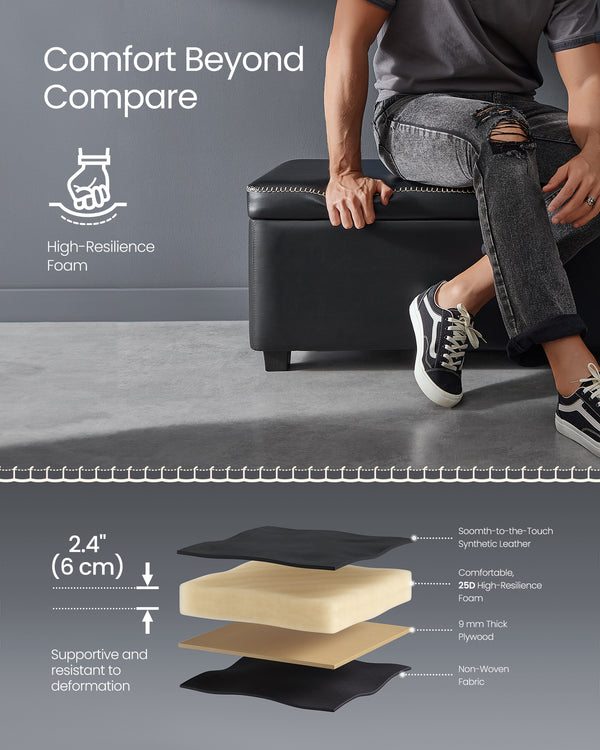 Upholstered Footstool Lounge Ottoman Storage Bench